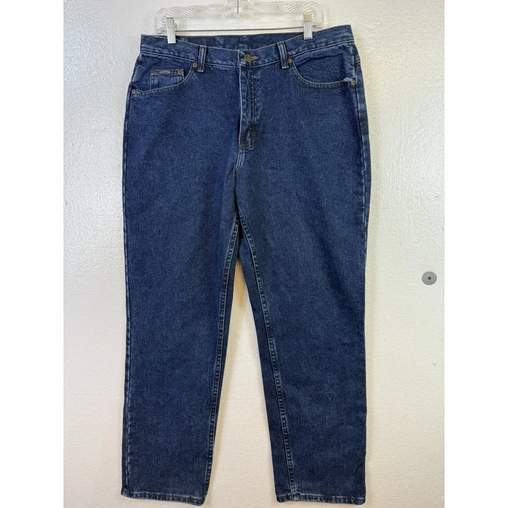 Riders Lee Jeans Womens size 16 M Dark Wash Blue Denim Straight Western Hipster‎